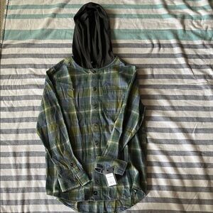 art class Green and Blue Plaid Long Sleeve Hoodie